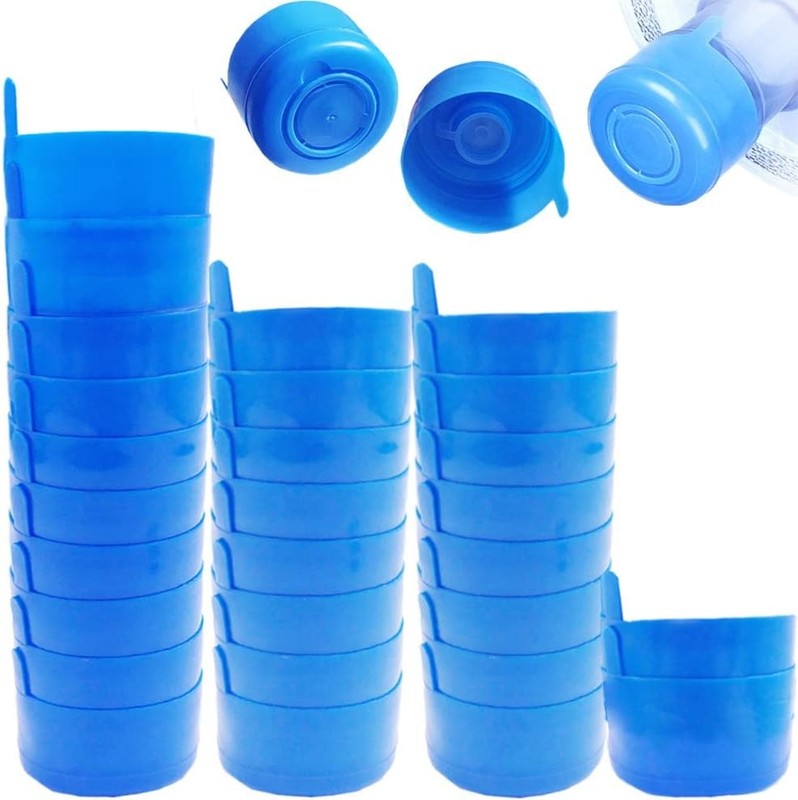 30 Pack Non Spill Caps,Reusable 55mm 3 and 5 Gallon Water Bottle Snap On…