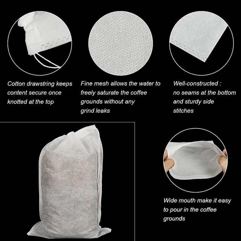 50pcs No Mess Large Cold Brew Bags, 8x12 inch Disposable inch, White gallery