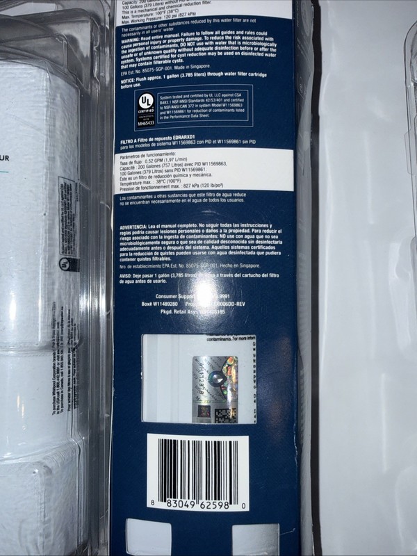 GENUINE EDRARXD1 Ice and Water Refrigerator Filter A Lot Of 2 gallery