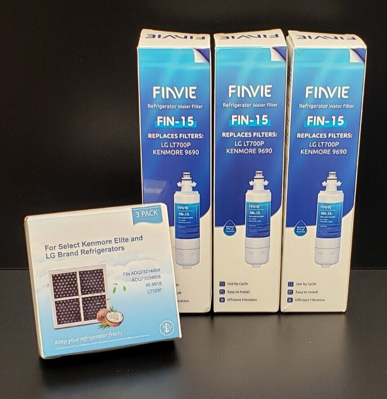 (3 Pack) FINVIE FIN-15 Refrigerator Water Filters for LG LT700P Kenmore 9690 ++