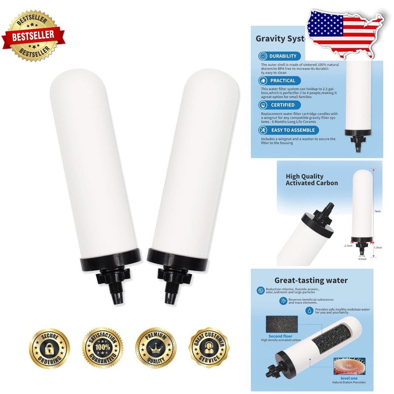 2 Pack 7-Inch Ceramic Water Filters with Activated Carbon – Fresh Water Solution
