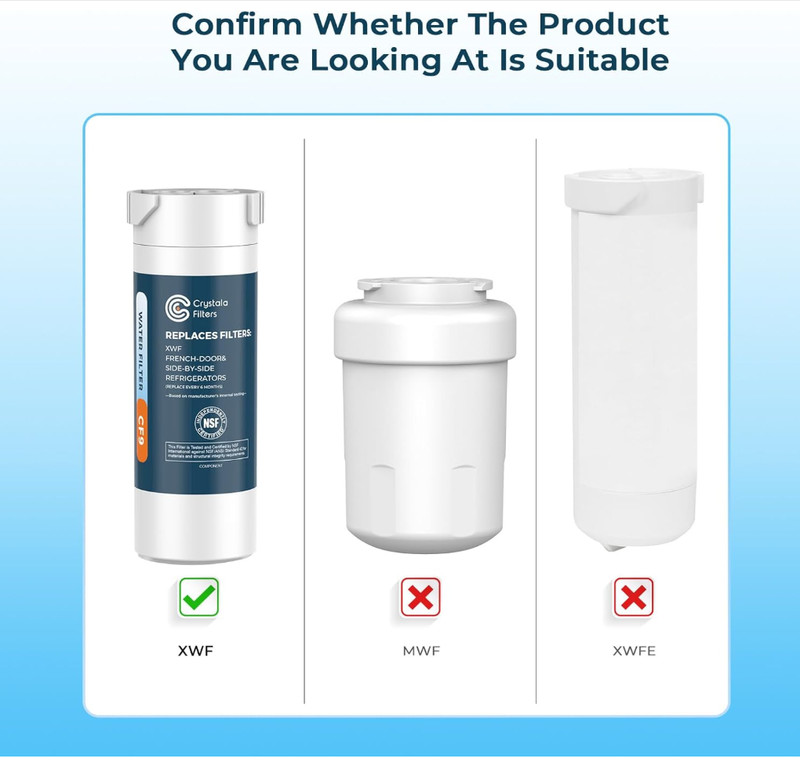 Crystala Filters XWF Water Filter, Compatible with GE XWF Refrigerator Water Fil gallery
