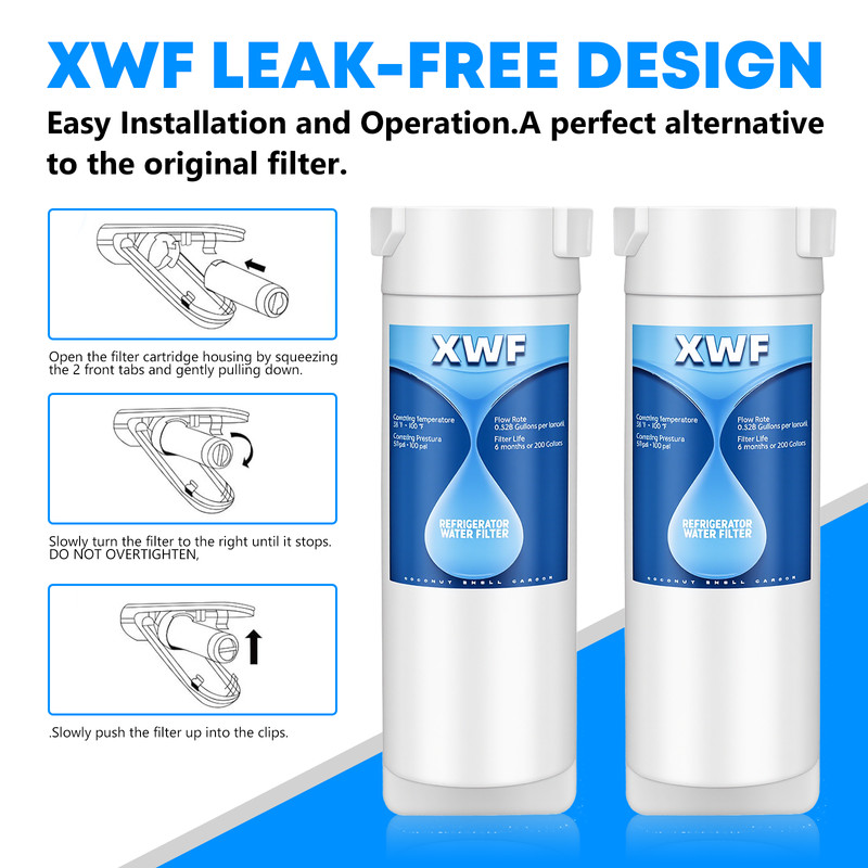 2 Pack XWF NSF Certified Refrigerator Water Filter,Replacement for GE gallery