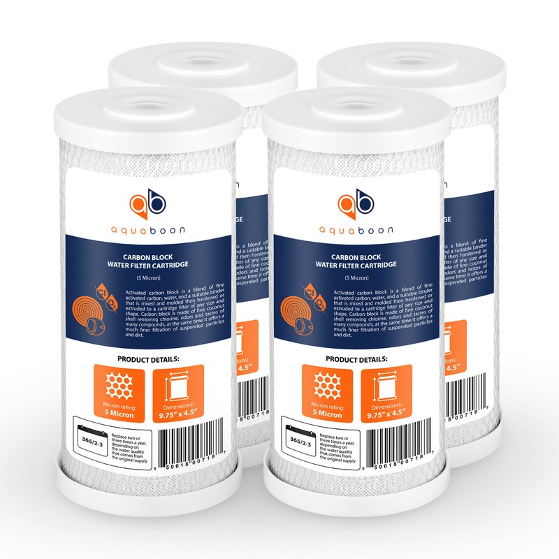 4PK of Big Blue 5 Mic Coconut Shell Carbon Block Water Filter Cartridges 10×4.5″