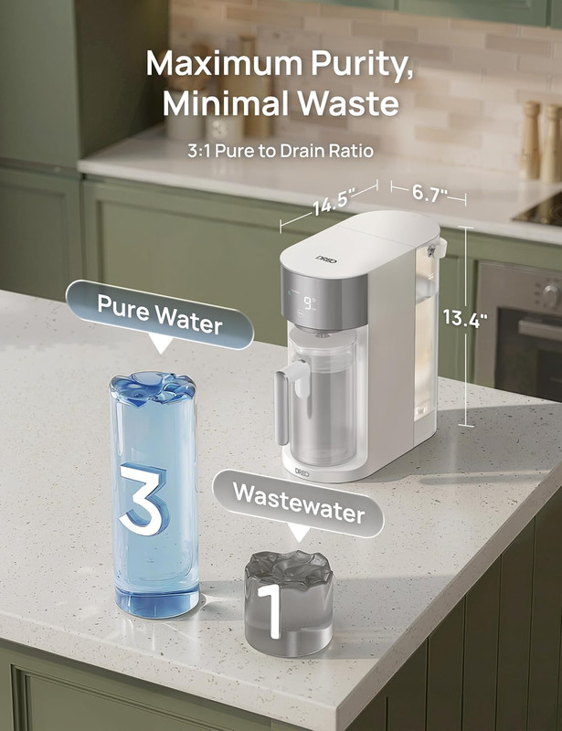 Reverse Osmosis Water Filter Countertop, RO Filtration System, 3:1 Pure to Drain gallery