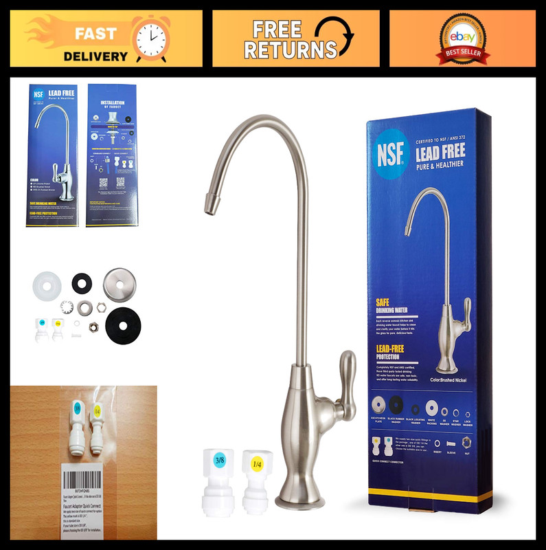 Lead-Free Reverse Osmosis Faucet – NSF Certified Brushed Nickel RO Tap for Kitch