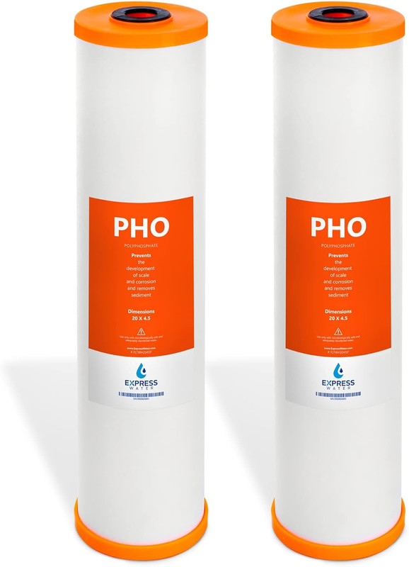 High Capacity Polyphosphate Anti-Scale Water Filter – 2 Pack, 4.5″x20