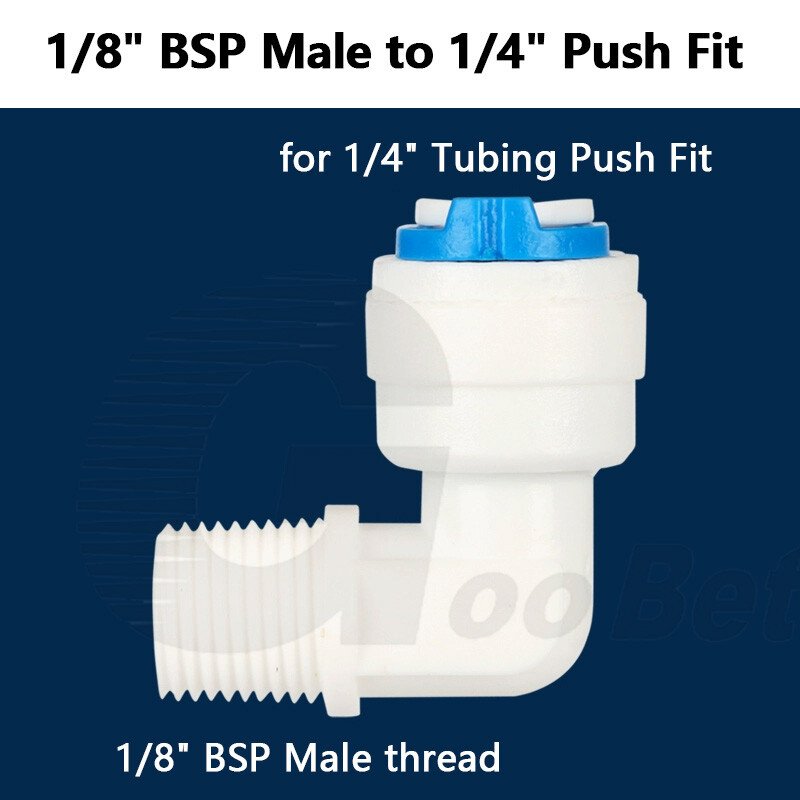 1/4″ 3/8″ Push Fit Fittings Elbow Male Adaptor for RO Unit Fridge Water Filter