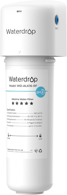 Waterdrop Alkaline Water Filter System for Sink WD-ALK16, NSF/ANSI 372 Certified