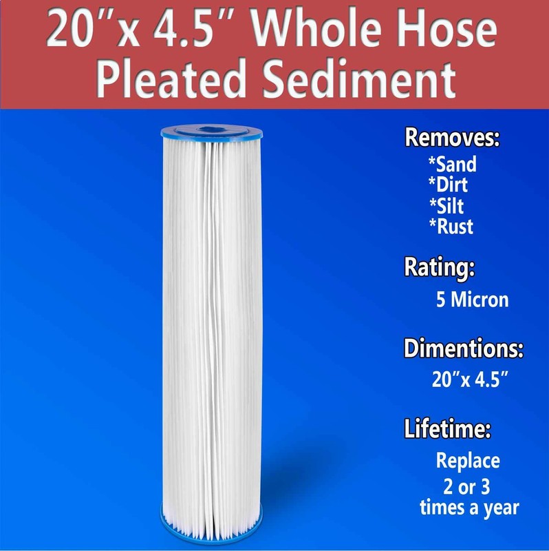 2 Big Blue Pleated Washable (5 Micron) Sediment Filters 20" Big Blue Housing gallery