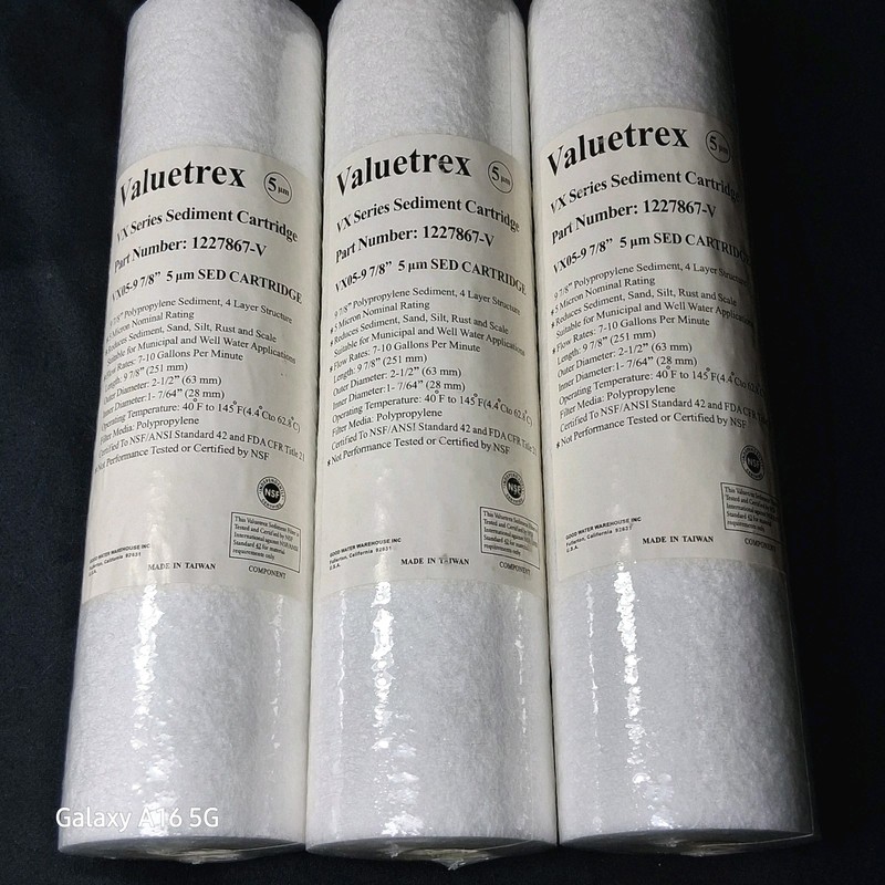 Valuetrex 1227867-V Sediment Filter 5 Micron Poly Spun 9 7/8″ X 2 1/2″ Lot of 3