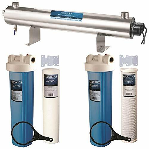 110W UV Well Water Filter System 4.5″x20″ Sediment & Carbon Whole House BLUONICS