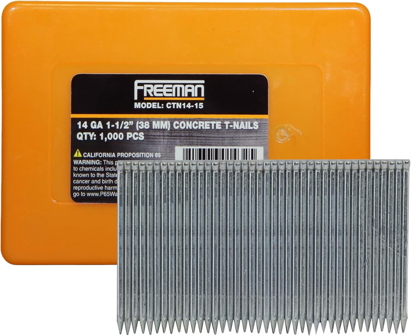 14-Gauge Concrete T-Nails | 1-1/2" | Glue Collated | Galvanized Steel | 1000 Cou