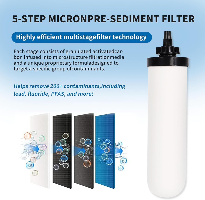 2 Pack 7in Ceramic Water Filter Candle Activated Carbon Gravity Filter System gallery