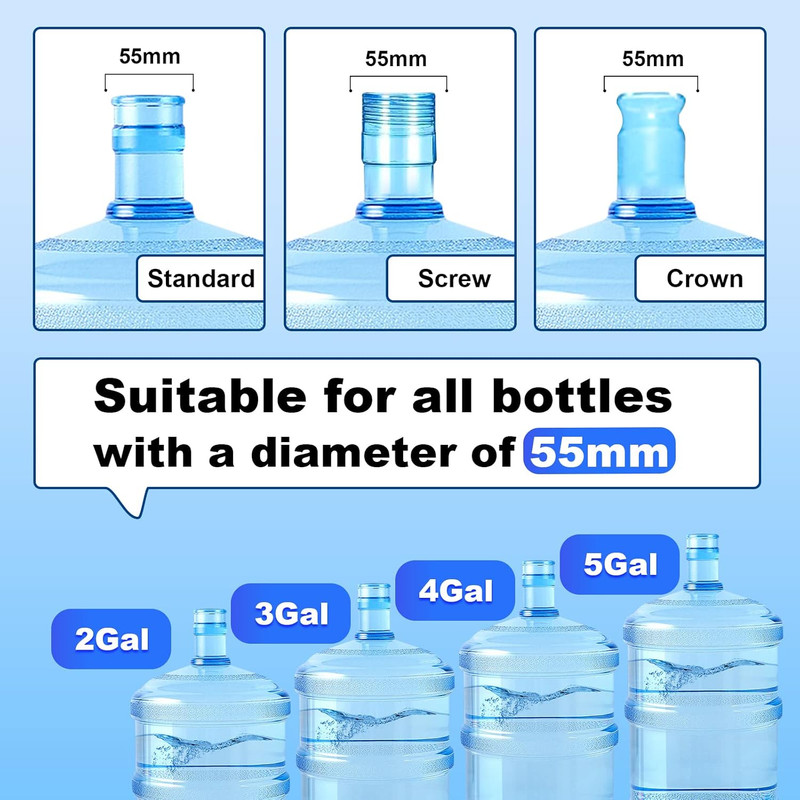 3 & 5 Gallon Water Jug Cap, 6Packreusable Food Grade Silicone Replacement Cap fo gallery
