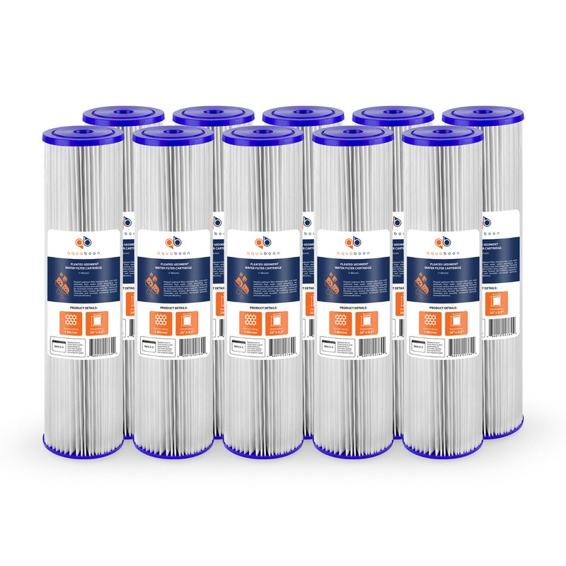 10PK of Big Blue 1µm Pleated Washable Sediment Water Filter 20″x4.5″ by Aquaboon