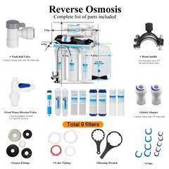 Geekpure 5 Stage Reverse Osmosis Water Filter System with Booster Pump 75 GPD