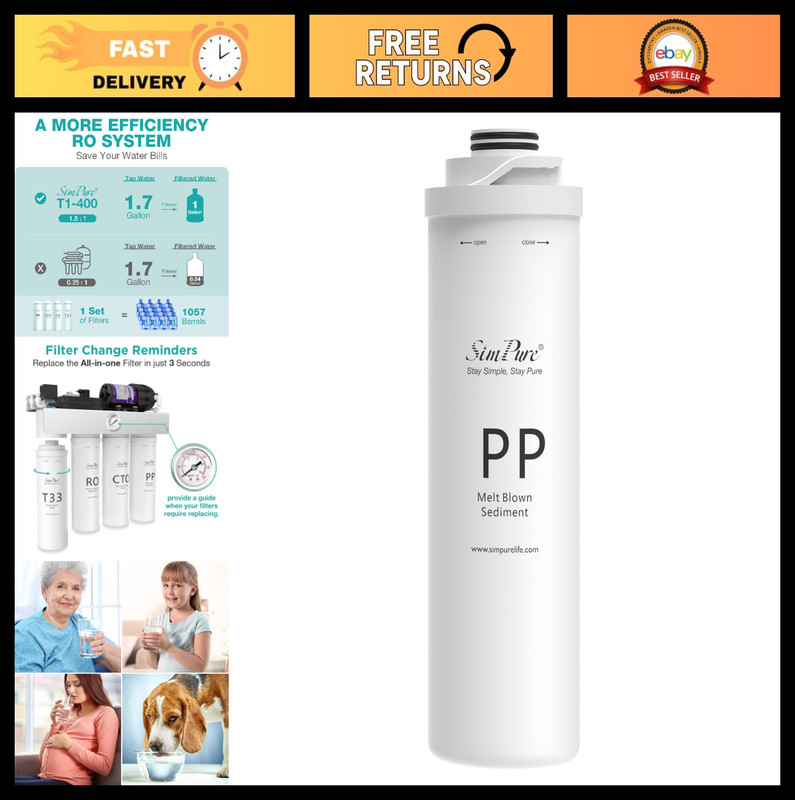 PP Filter Replacement Cartridge for T1-100, T1-400UV, 6 Months Supply (1 Pack)