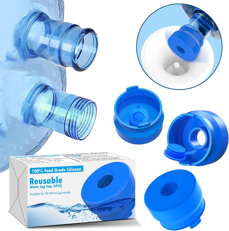 3 & 5 Gallon Water Jug Cap, 6Packreusable Food Grade Silicone Replacement Cap fo gallery