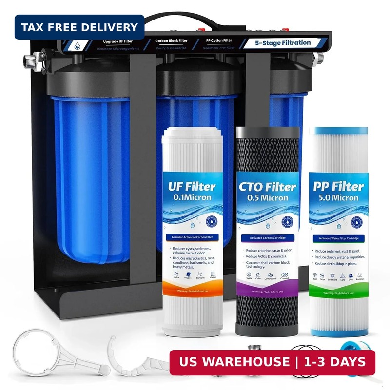 RV Water Filter System,0.01 Micron Camper Water Filter System, 5-Stage RV Water