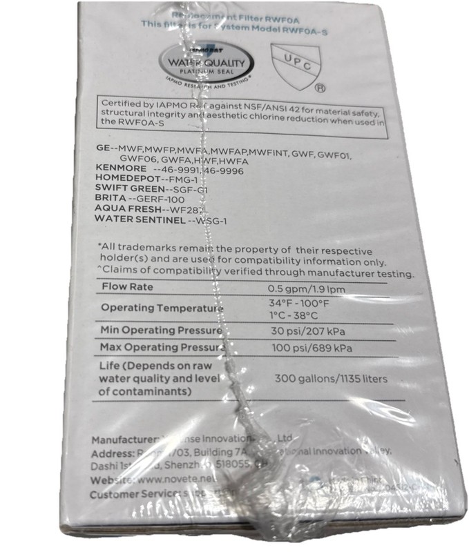 Novete Refrigerator Water Filter, RWFOA, Replacement For GE-KENMORE 46 9991, MWF gallery