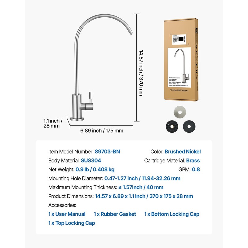 Uimoso Reverse Osmosis Lead-Free Drinking Water Faucet Tap Black/Gold/Silver gallery