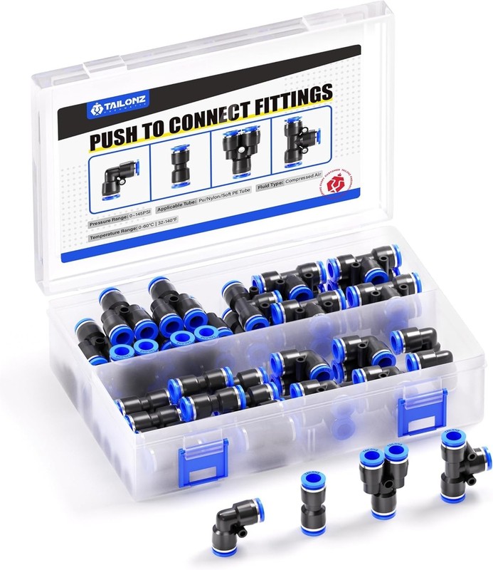 5/32 inch or 4mm od Push to Connect Fittings Pneumatic Fittings Kit 10 Spliters+