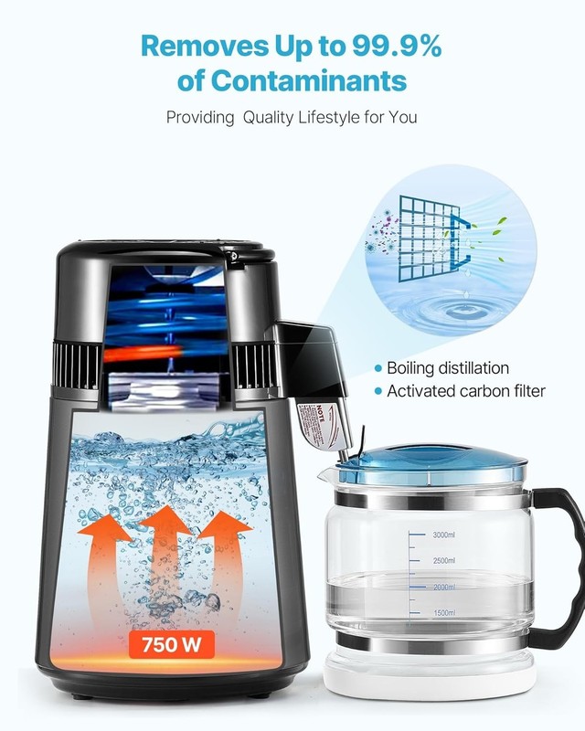 750W Countertop Water Distiller - 4L Capacity, Ideal for Clean Drinking Water gallery