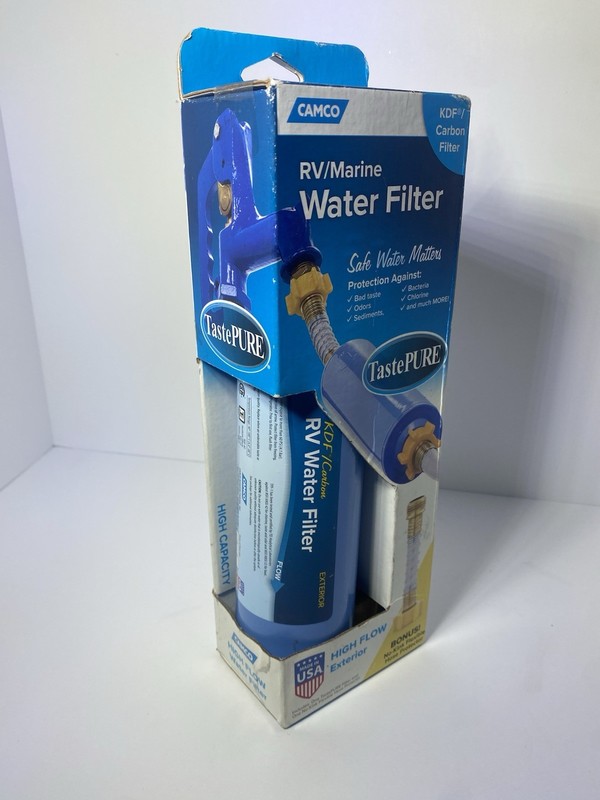 Camco TastePURE RV/Marine Water Filter KDF Carbon Large Capacity Blue gallery