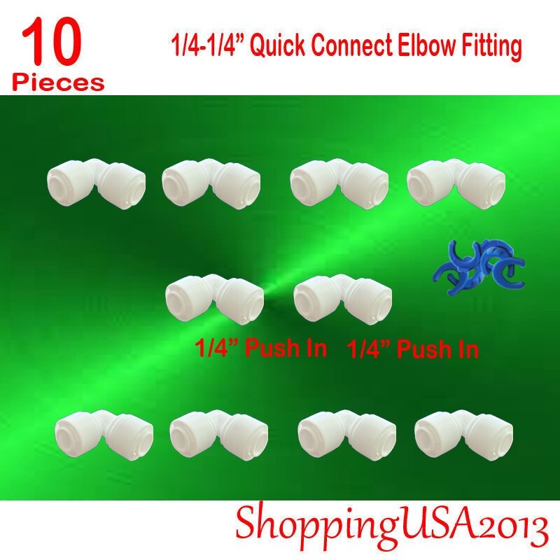 10 X Quick Connect 1/4″-1/4″ Elbow Fitting Connector Push In Home Office System