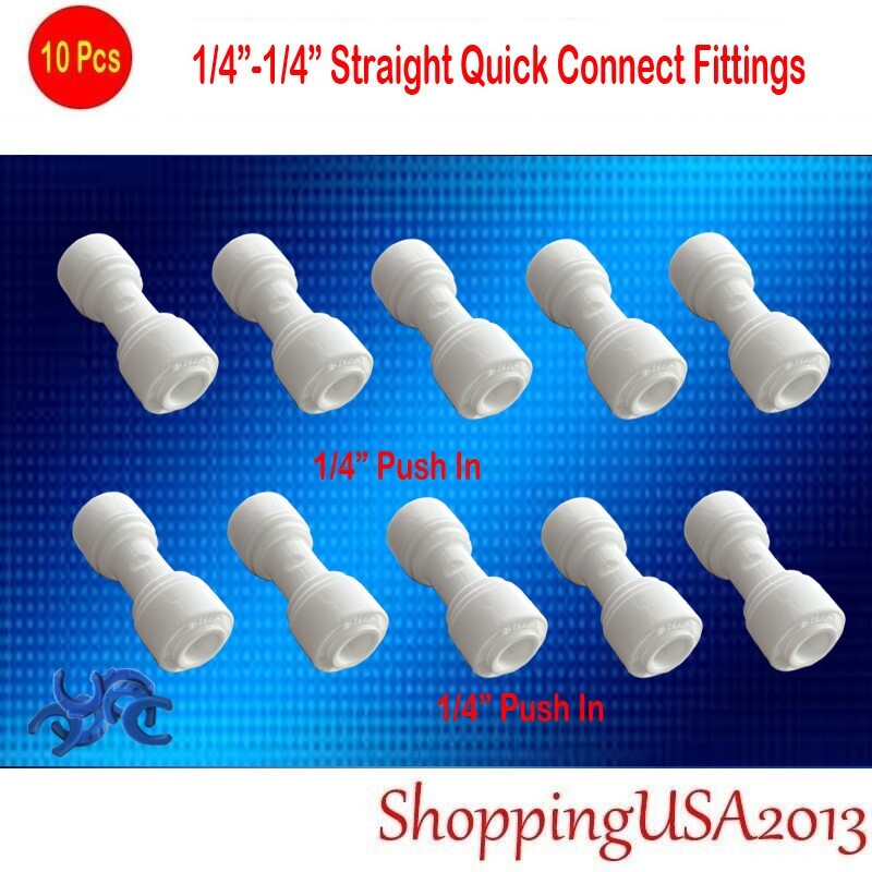10 Pcs 1/4-1/4" Quick Connect Push In Connector Fittings Water Filter System gallery