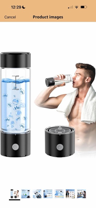 Hydrogen Water Bottle, 3Min 2200PPB Rapid Hydrogen Water Generator 14 Oz Black