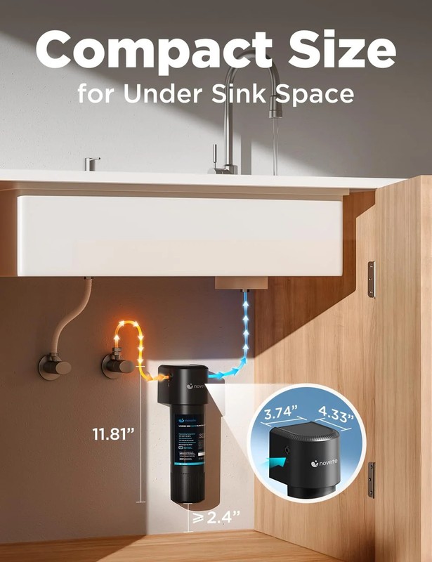 NOVETE Under Sink Water Filter, Upgraded 30K Gallons, NSF/ANSI 42 & 372 Certifie gallery