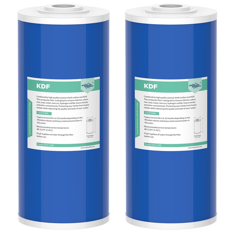 2 Pack 10″ x 4.5″ KDF GAC Big Blue Whole House Water Filter Heavy Metal Removal