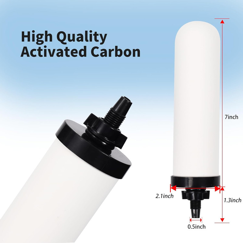 2 Pack 7in Ceramic Water Filter Candle Activated Carbon Gravity Filter System gallery
