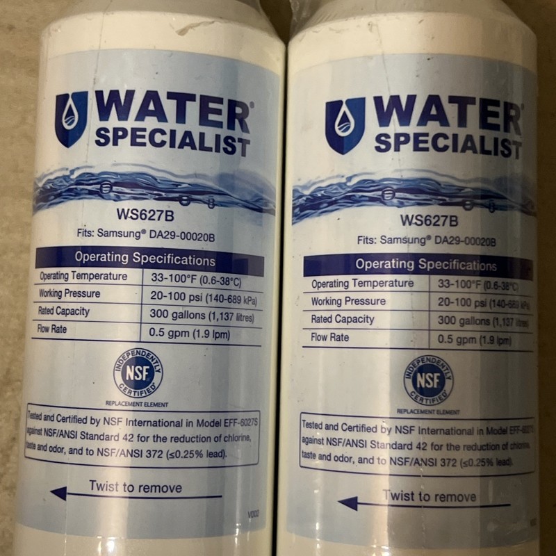 2 Water Specialist WS627B Refrigerator Filters Fits Samsung DA29-00020B NEW gallery