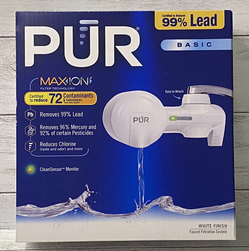 PUR Basic Maxion Horizontal Faucet Mount Filter PFM150W, White Finish