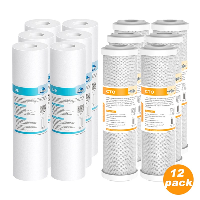 12 PACK Sediment CTO Carbon Block Water Filter Replacement Whole House 10"x2.5" gallery