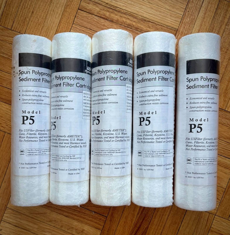 Lot of 5 Sediment Filter Cartridges – 5 Micron – 10″ x 2.5″ – NEW