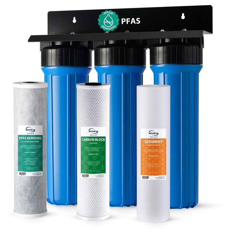 iSpring WGB32B-PF Whole House Water Filter, PFAS Removal, 3-Stage, 20-Inch