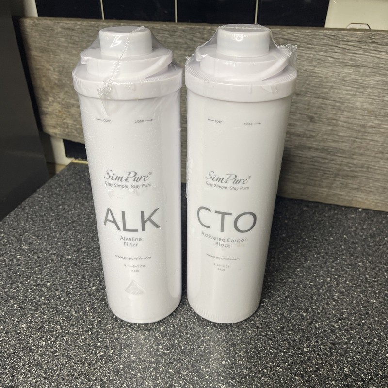2 Pack CTO+ALK Water Filter Cartridge Replace For SimPure T1-400ALK T1-400