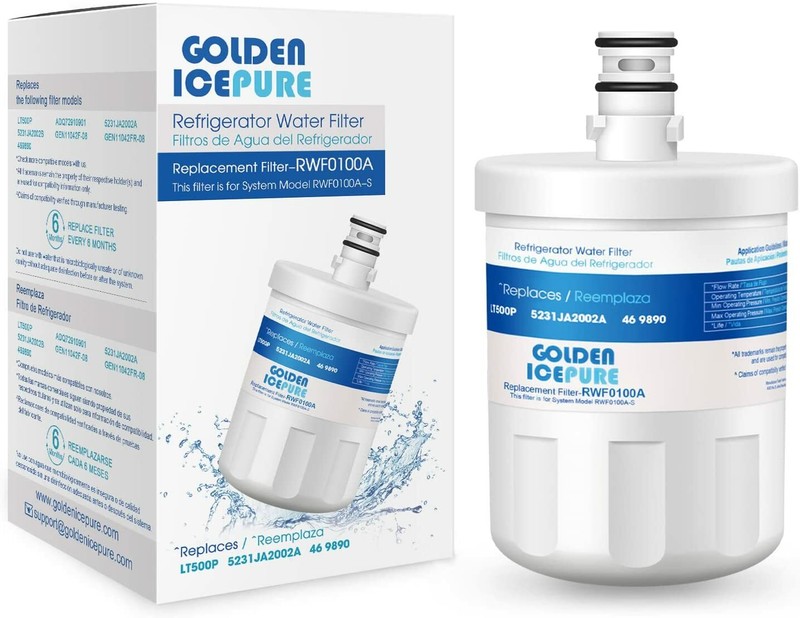 Fits LG LT500P 5231JA2002A ADQ72910907 Refrigerator Water Filter Golden Icepure