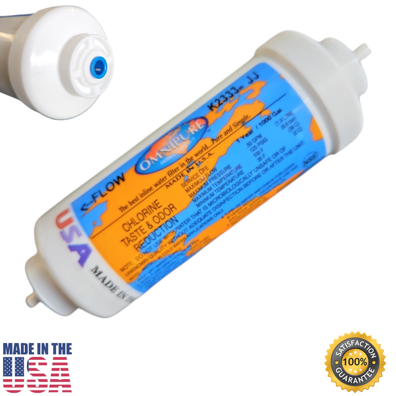 Omnipure K2333-JJ Carbon filter for Chlorine and Taste 6″x 2″ for 1/4″ QC 1-PACK