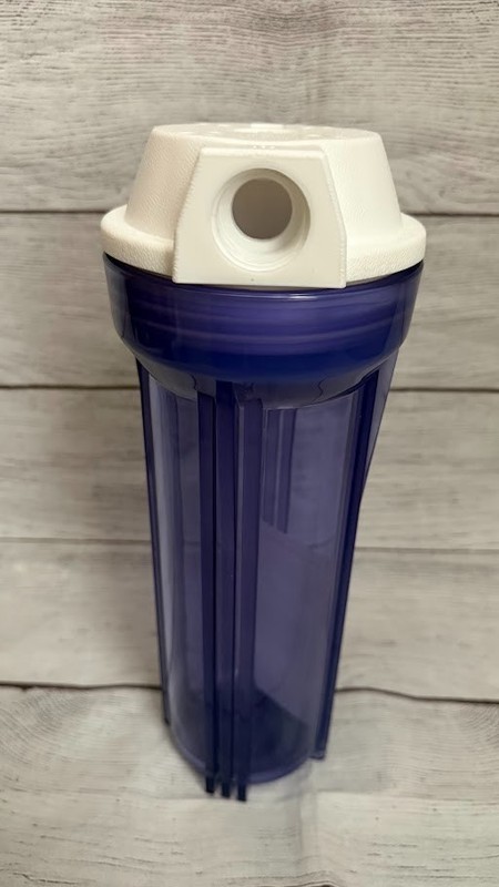 Hydronix 10″ Clear Housing w/ White Flat Cap, RO & Filtration Systems 3/4″ Ports