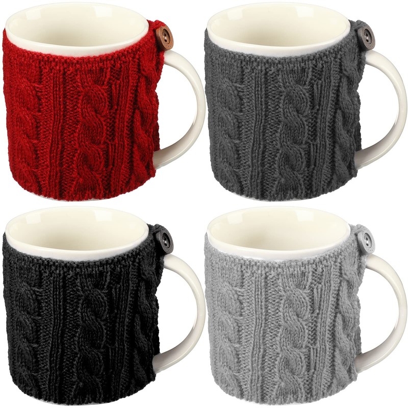Skyley 4 Pcs Coffee Mug Cozy 18 x 9 cm / 7.09 x 3.54 inches, Assorted Color
