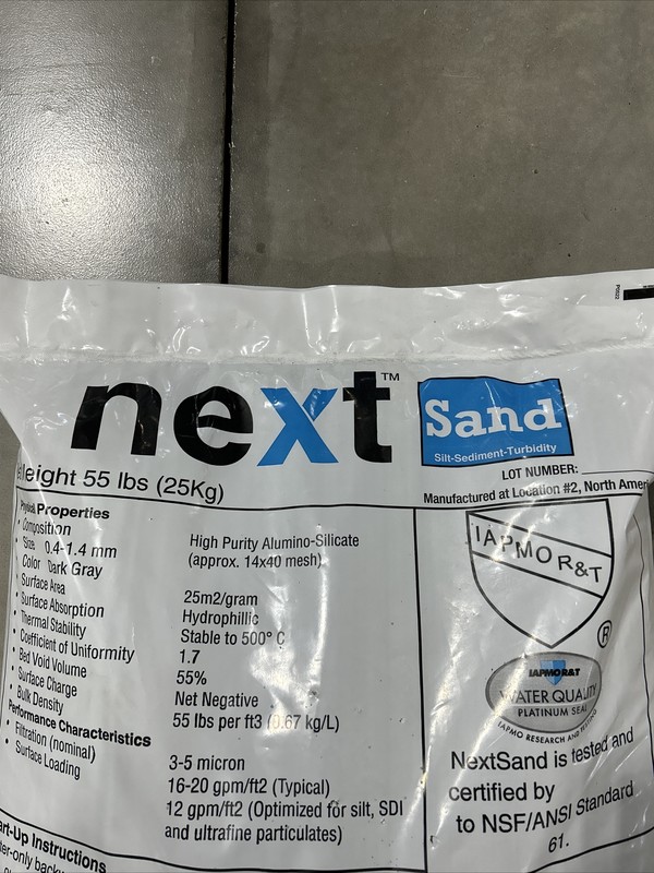 Next Sand Silt Sediment Turbidity (1 Cu. Ft. 55lbs) 3-5 Micron *PALLET OF 38 QTY gallery