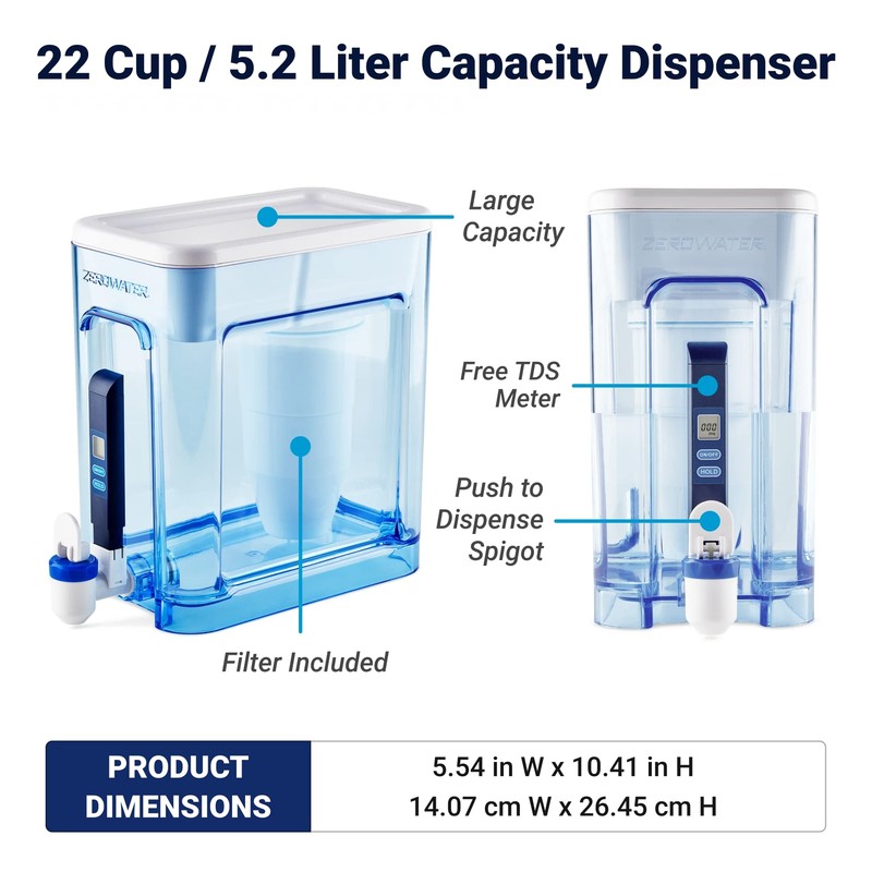 Culligan ZeroWater 22-Cup Ready-Read 5-Stage Water Filter Dispenser with 5-St... gallery