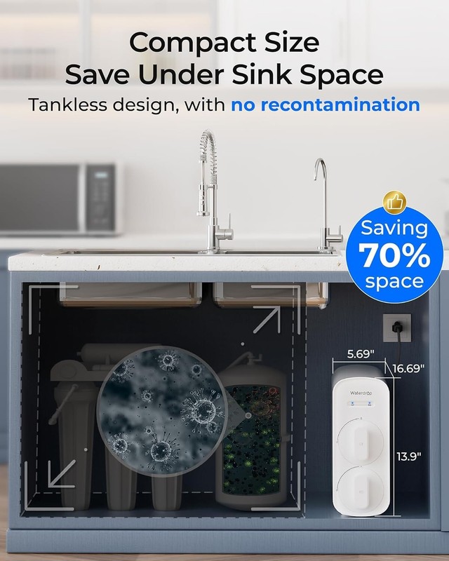 Waterdrop G5P500A Alkaline Mineral pH+ Reverse Osmosis Water Filter, Reduces TDS gallery