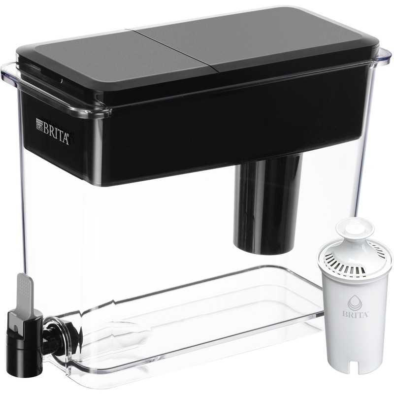 Brita Extra Large Ultramax 27 Cup Black Filtered Water Dispenser with 1 Standard