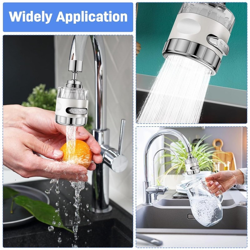 Paquete de 2 filtros de agua para grifo de fregadero, universales con rotación d gallery
